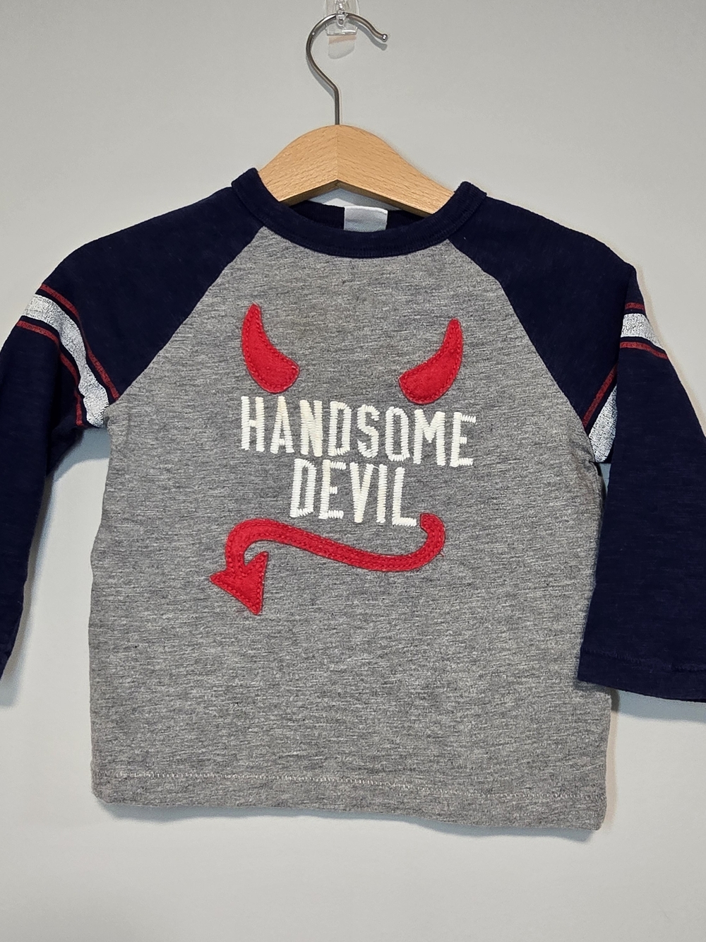 GAP Grey & Navy 'Handsome Devil' Raglan Tee with Red Accents